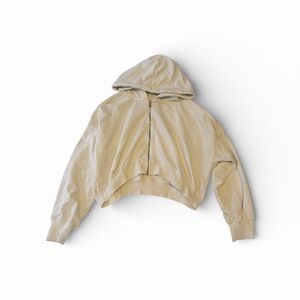 Hollister Cropped Zip Hoodie in White